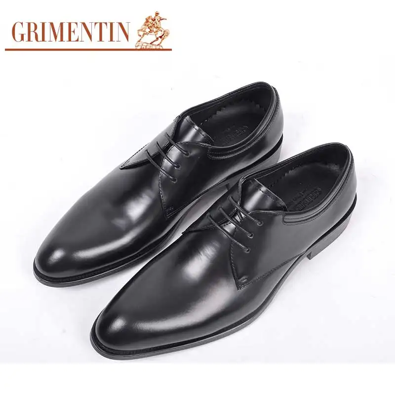 GRIMENTIN/трендовые мужские свадебные туфли из натуральной кожи на шнуровке Черные