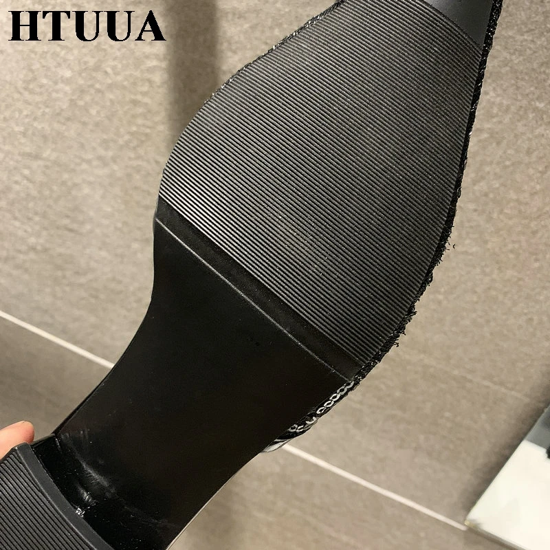 HTUUA/2019 вышитые шлепанцы с дышащей сеткой женские острым носком на маленьком