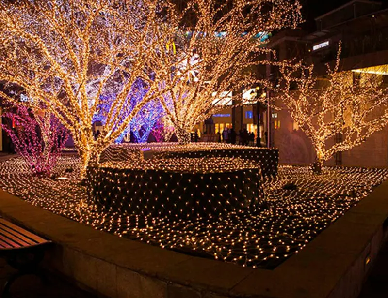 2Mx3M 200LED Curtain Net Lights LED web light mesh fairy lights for christmas/ Xmas/Wedding party decoration-Warm white | Лампы и