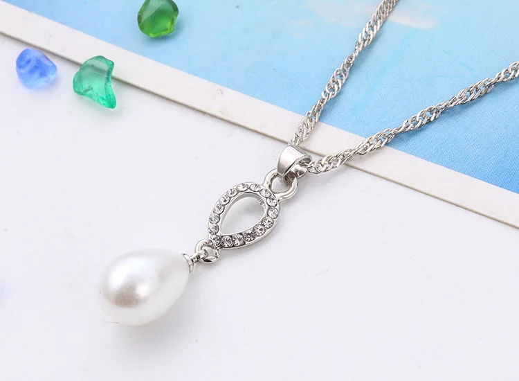 Liffly новый Снежинка жемчужная Цепочки и ожерелья серьги наборы Water Drop укладки Для