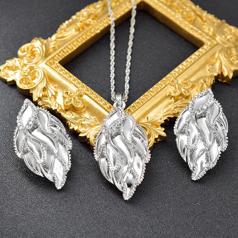 Женский ювелирный комплект из колье и серёг с фианитом|jewelry sets for women|jewelry setsjewelry set