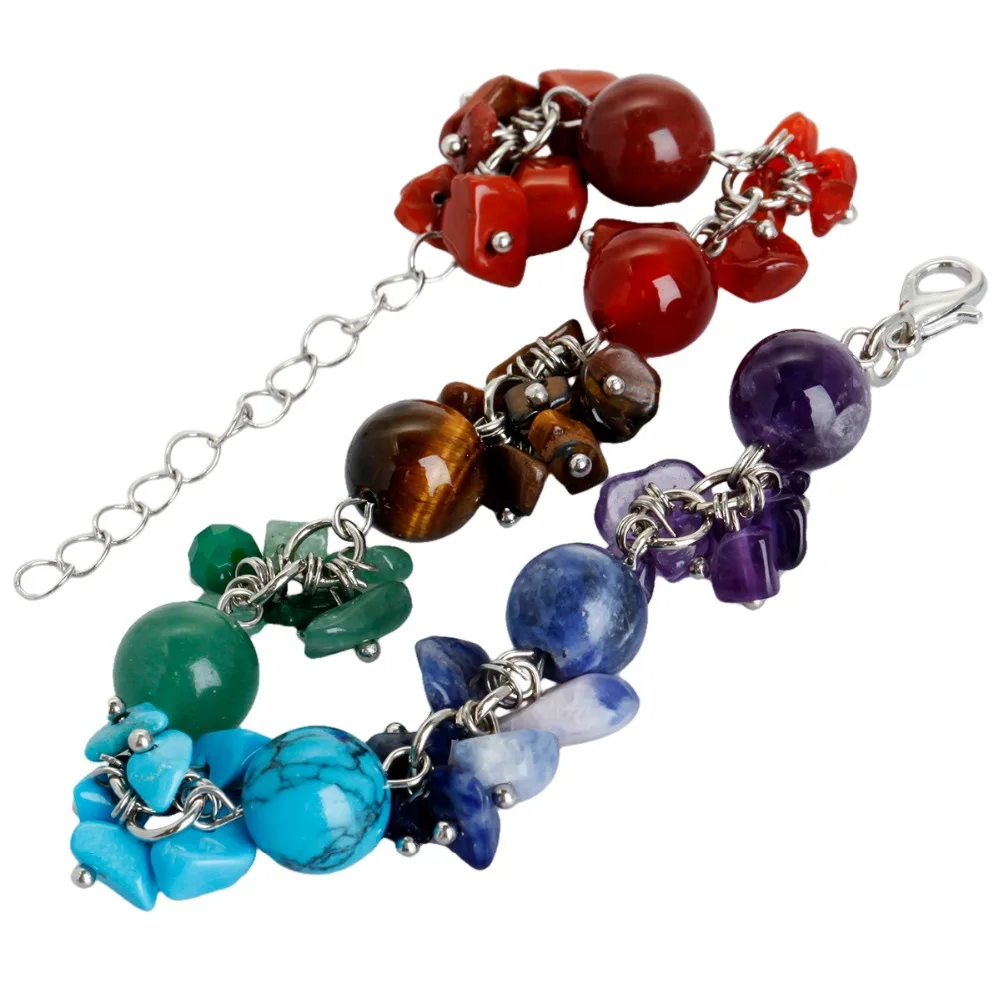 Браслет с 7 ЧИПАМИ чакр ручной работы SUNYIK лечебные кристаллы украшения для йоги