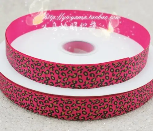 free shipping 1&quot(25mm) Rose Red Leopard Grosgrain ribbon hairbows printed Garment accessories Hair | Дом и сад