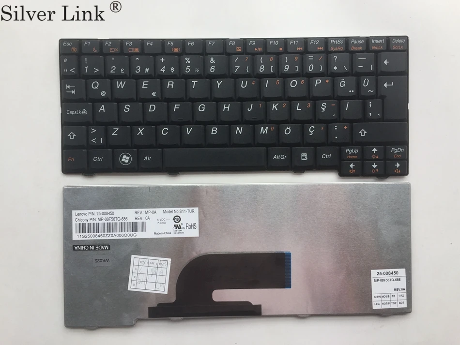TR Турецкая клавиатура для Lenovo S10 2 S11 20027 3C 2C черная ноутбука Раскладка|Клавиатуры