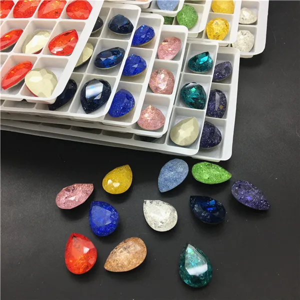randomly mix colors TopStone 13X18 мм 10x14 мм K9 стекло хрустальный Ледяной цветок КАПЛЕВИДНАЯ заостренная задняя часть Необычные каменные капли хрустальные стразы - Цвет: randomly mix colors