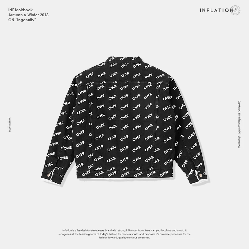 INFLATION Denim Толстая теплая зимняя куртка из овечьей шерсти с принтом Мужская