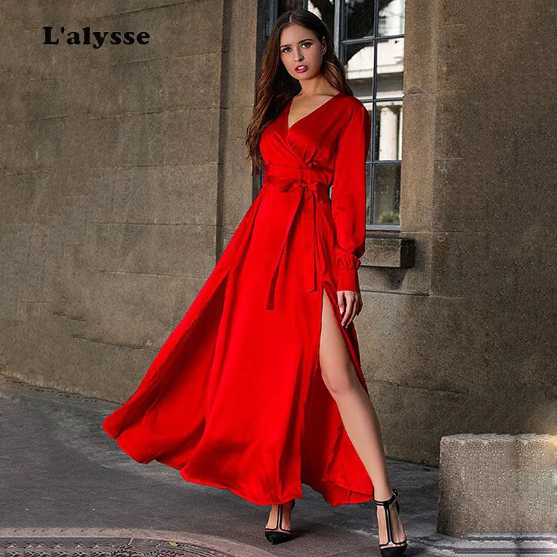 LALYSSE женское длинное платье с глубоким v-образным вырезом летнее Праздничное