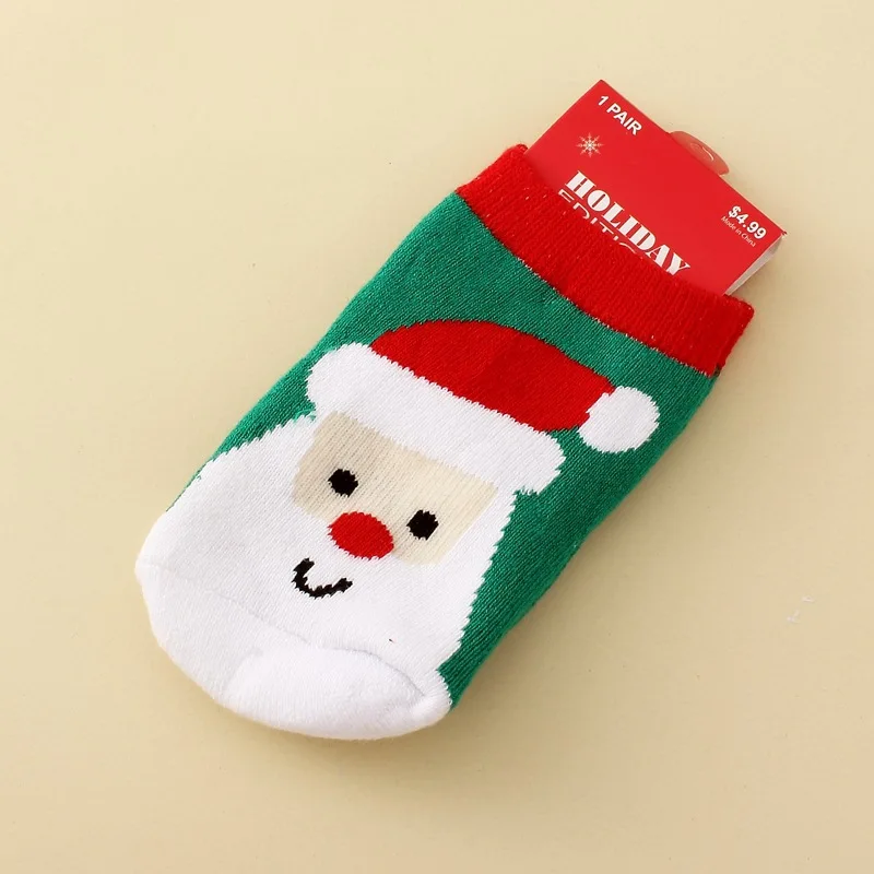 Santa Claus Sock Чистый хлопок мультфильм Рождество Тематические носки для младенцев Санта Клаус Снежинка Олень рождественское жаккардовый носок От 0 до 1 года малышей - Цвет: Santa Claus Sock