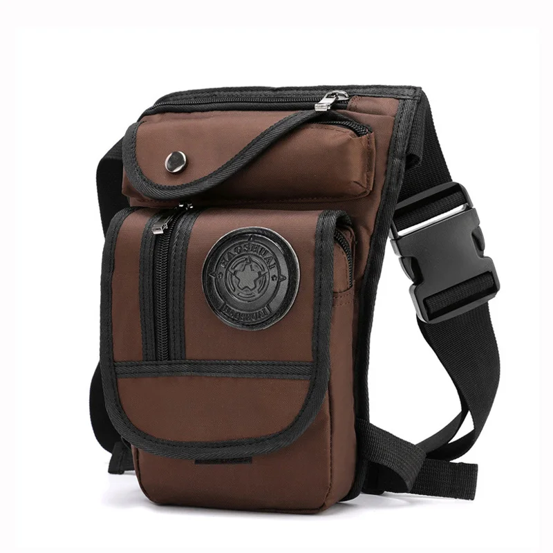 Brown Leg Bag Мужская сумка для ног в стиле хип-хоп, водонепроницаемая нейлоновая сумка для ног, мужская сумка для мотоциклистов и байкеров, поясная сумка, Многофункциональный тактический пояс, дорожный несессер - Цвет: Brown Leg Bag