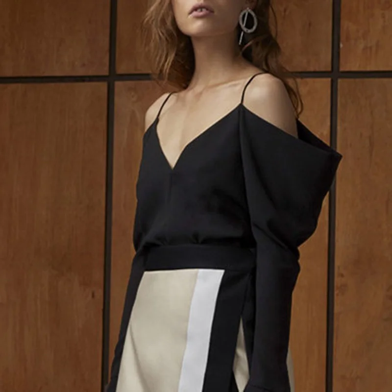 Новинка 2017 года сезон: весна–лето глубоким v-образным вырезом Однотонная рубашка