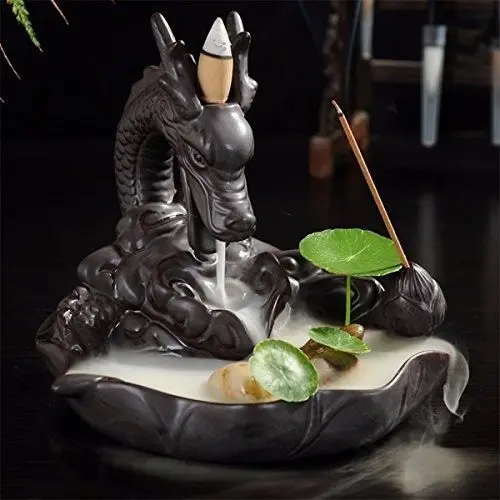 

Chinese handmade Dragon Ceramic Backflow Cone Incense Burner Dragon Smoke Holder