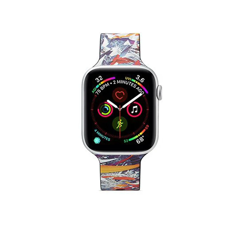 013 Сменный силиконовый ремешок для Apple Watch 4 44 мм 40 мм браслет с цветочным принтом для iwatch серии 5 3 2 38 мм 42 мм браслеты - Цвет ремешка: 013