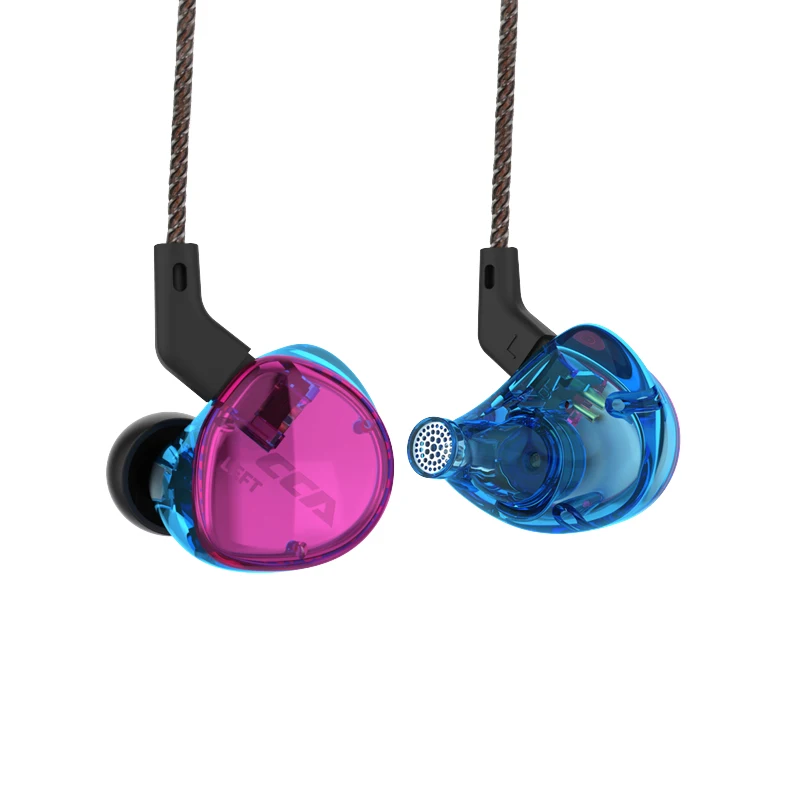 Purple no microphone CCA C04 1BA+ 1DD гибридные наушники-вкладыши HIFI DJ Monito спортивные наушники для бега с 2 приводами, гарнитура, съемный 2-контактный кабель - Цвет: Purple no microphone