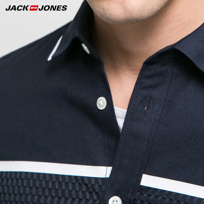 Jack Jones 2018 Новинка мужская футболка хлопок 100% ткань тянучка прямой фасон модная