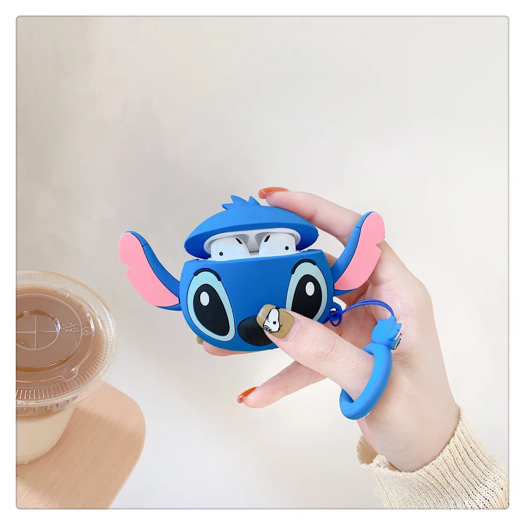 Popular Cute Cartoon Stitch Angel Shockproof Earphone Cases For Apple Airpods 1 2 Silicone Protection Earphone Cover Accessories