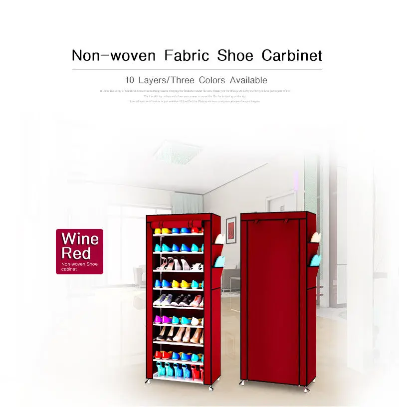 10 Layers Non-woven Fabrics Large Shoe Rack Organizer Removable Shoe Storage Organizer Home Furniture Shoe Cabinet Zipper Rack