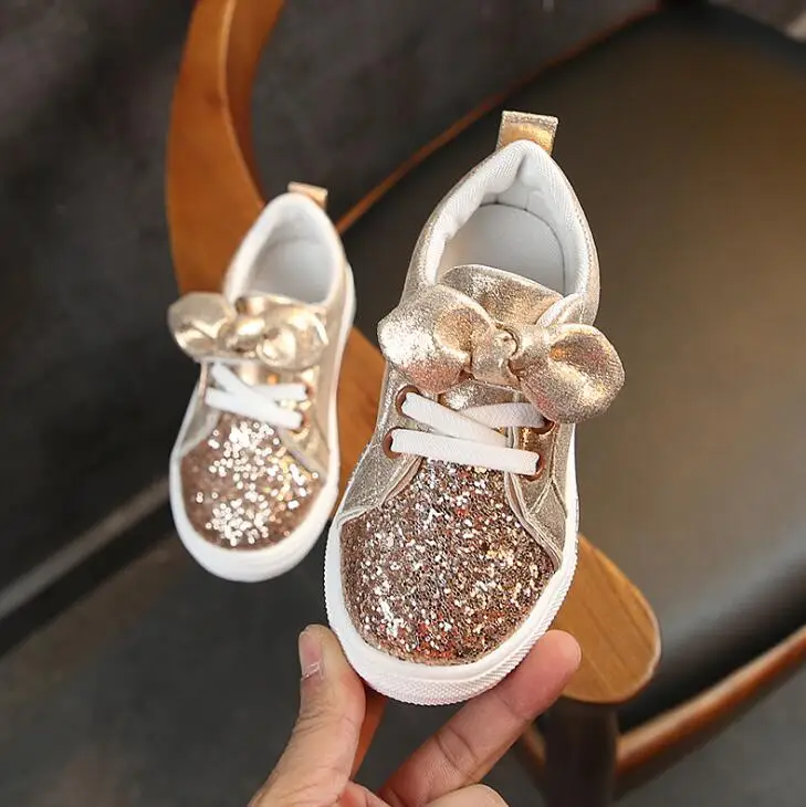 2019 New Baby Kids Shoes Girls Sneakers Glitter Toddler Girl Soft Bottom with Crystal Kid For Bling | Детская одежда и обувь