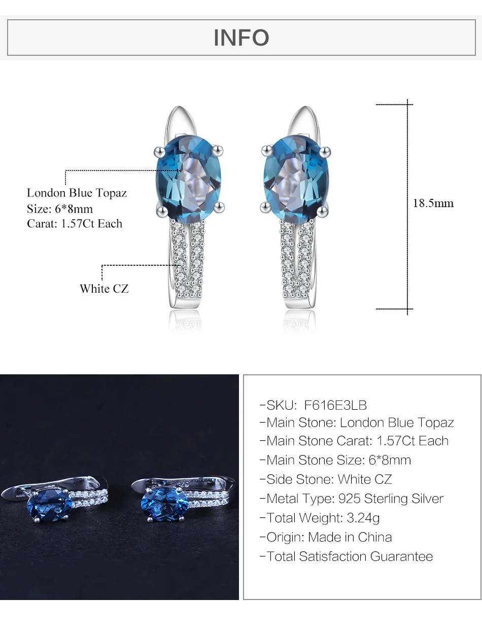 GEM'S BALLET 3.15Ct натуральный Лондонский голубой топаз серьги трендовые ювелирные изделия 925 пробы Серебряные Элегантные серьги-гвоздики для женщин вечерние