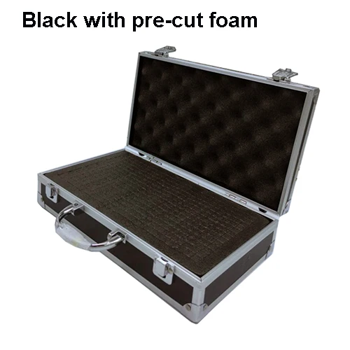 black with foam Алюминиевый Чехол для инструментов портативный ящик для инструментов ящик для хранения инструментов с губчатой подкладкой ручной ударопрочный 30x17x8 см - Цвет: black with foam