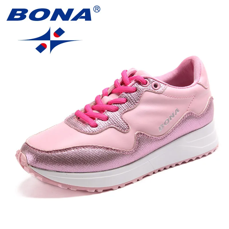 PINK BONA/Новое поступление; типичный стиль; женские кроссовки на шнуровке; женская спортивная обувь; удобные уличные кроссовки для бега; - Цвет: PINK