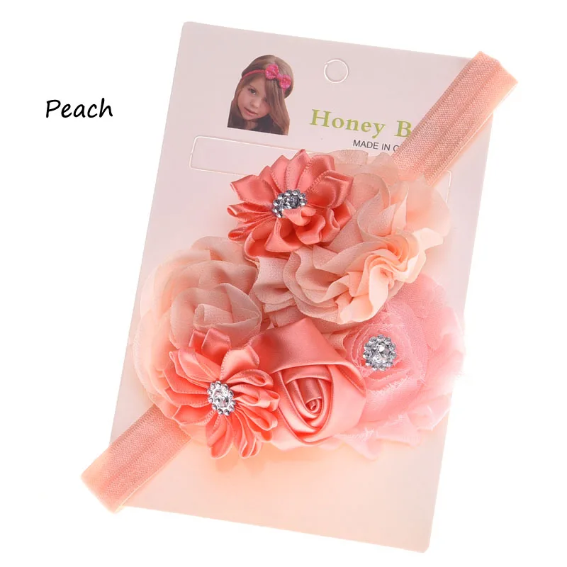 Peach 1 шт. потертый Детская повязка на голову волосы цветы ободки для волос для новорожденных, бантики, аксессуары для волос луки наряд для фотосессий - Цвет: Peach