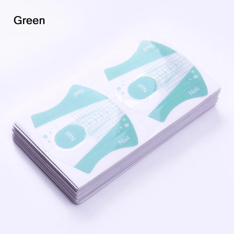 Green 500/20 шт Расширенная плоскость клейкая Форма для ногтей строительный УФ-гель для маникюра прозрачные черные наконечники инструмент для наращивания ногтей набор для маникюра - Цвет: Green