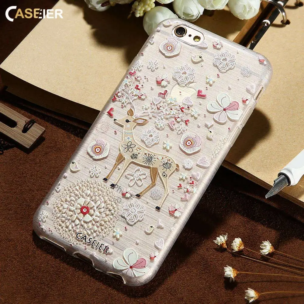 Caseier 2017 зимний чехол для телефона айфон X Новогодние товары 3D Живопись мягкий