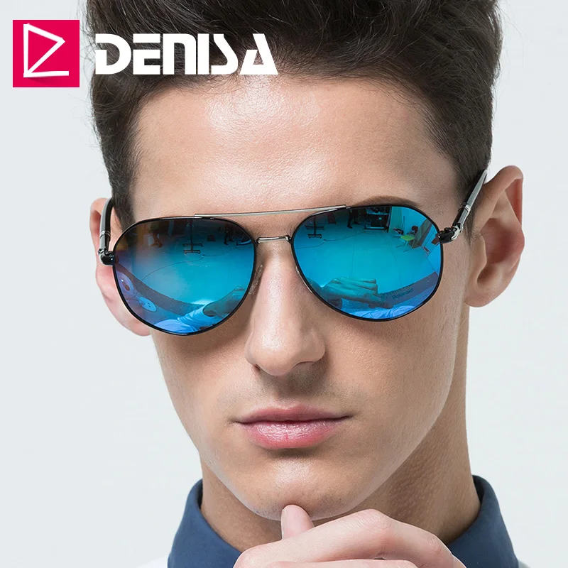 Солнцезащитные очки авиаторы DENISA G98163 мужские поляризационные зеркальные