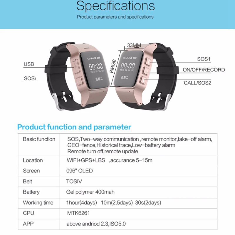 Высокое Качество Детей Пожилым Smartwatch Телефонный Звонок SOS Браслет