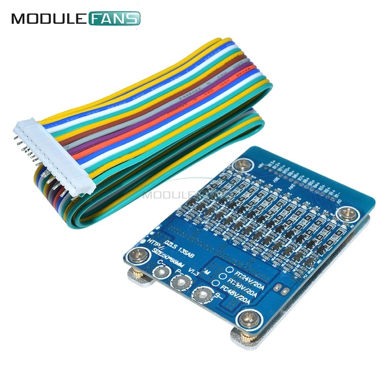 13S 20A Защитная плата PCB для литий ионных ячеек 48 В 18650 аккумулятор BMS баланс модуля с