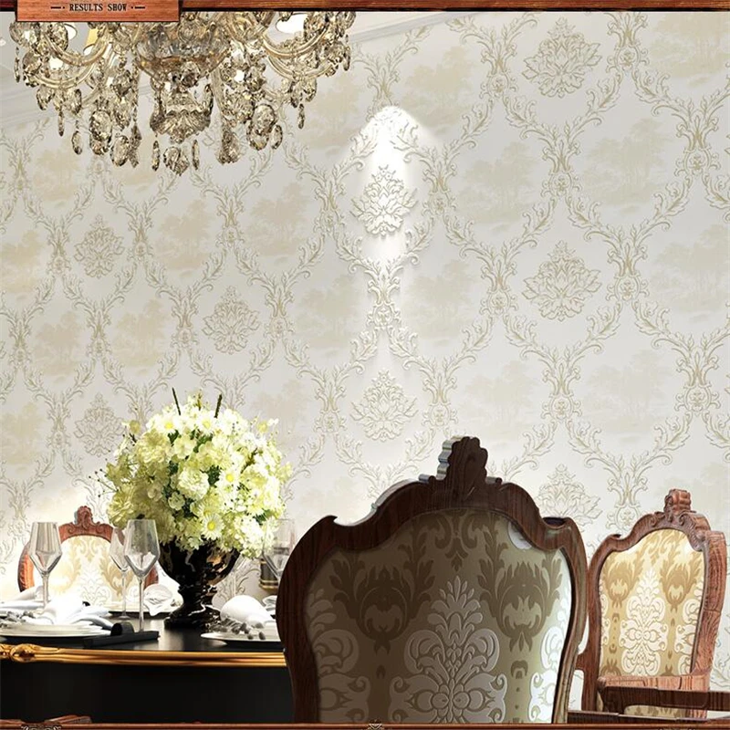 European - style Damascus wallpaper 3d three dimensional non woven living room bedroom TV background |