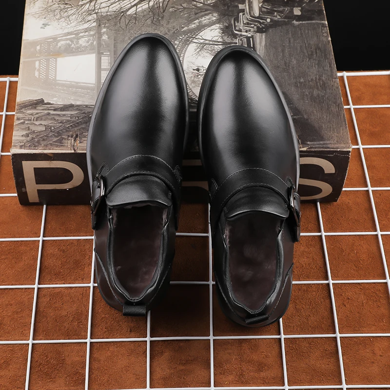 AGUTZM 6629 Autumn Winter Fashion Buckle Soft Comfortable 100% Cow Leather With Warm Plush Men's Ankle Boots Plus Size 35 - 47 | Обувь
