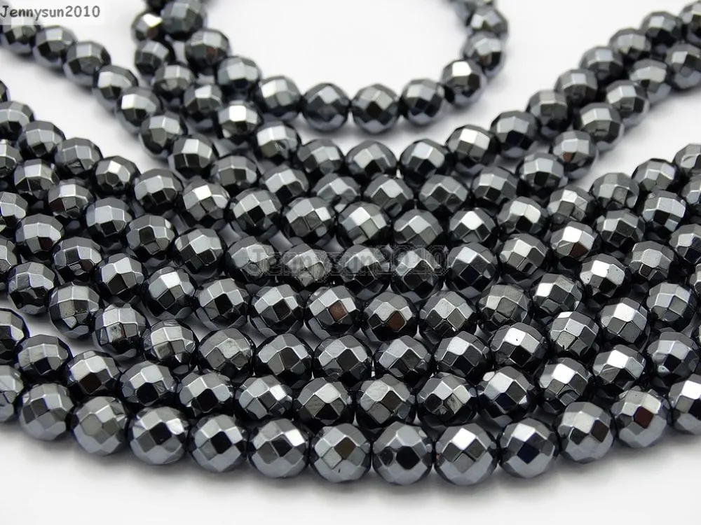 Черный 8 мм Гематит Драгоценные Камни камень Грановитая Круглый Бисер 15.5 &quotдля