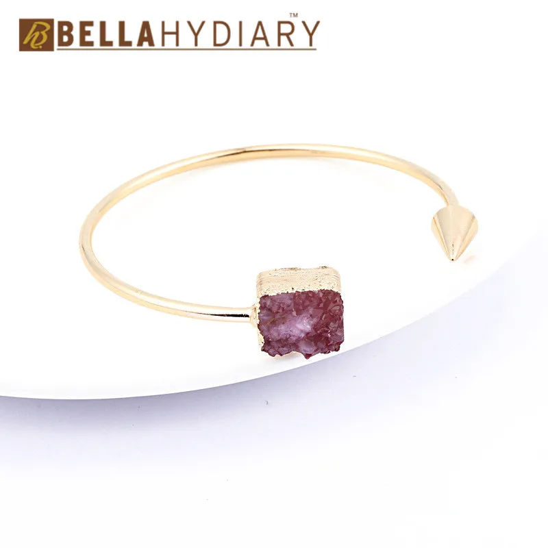 Bijoux Boho золотого цвета Винтажные Ювелирные изделия из смолы Druzy Асимметричная ручная манжета Регулируемый браслет Femme для женщин браслеты Bileklik Bts