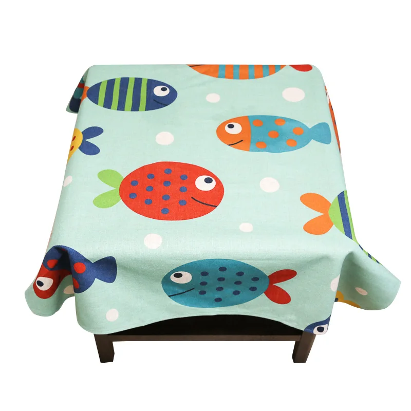 

high quality flower Linen Table Cloth Wedding Dining Tablecloth Coffee Restaurant Decorative Cloth Cover Fish animal fox