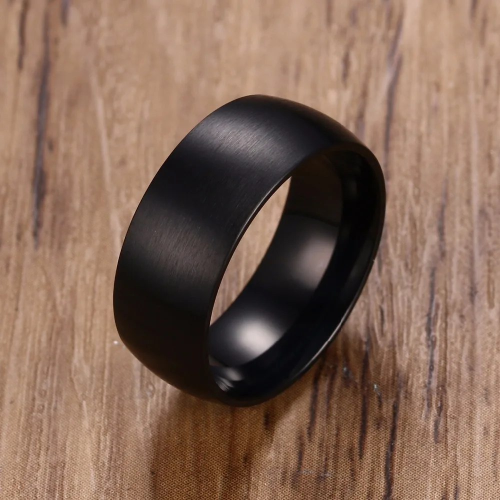 

Fashion Men Ring Jewelry Stainless Steel Matte Black Color Rings Man Party Rings For Male Trendy Simple 8mm Ring