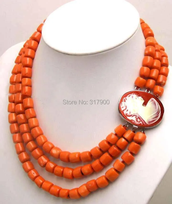 GENUINE NATURAL 3 Strands Thick Slice Pink Coral Necklace earring &amp Beauty Clasp | Украшения и аксессуары