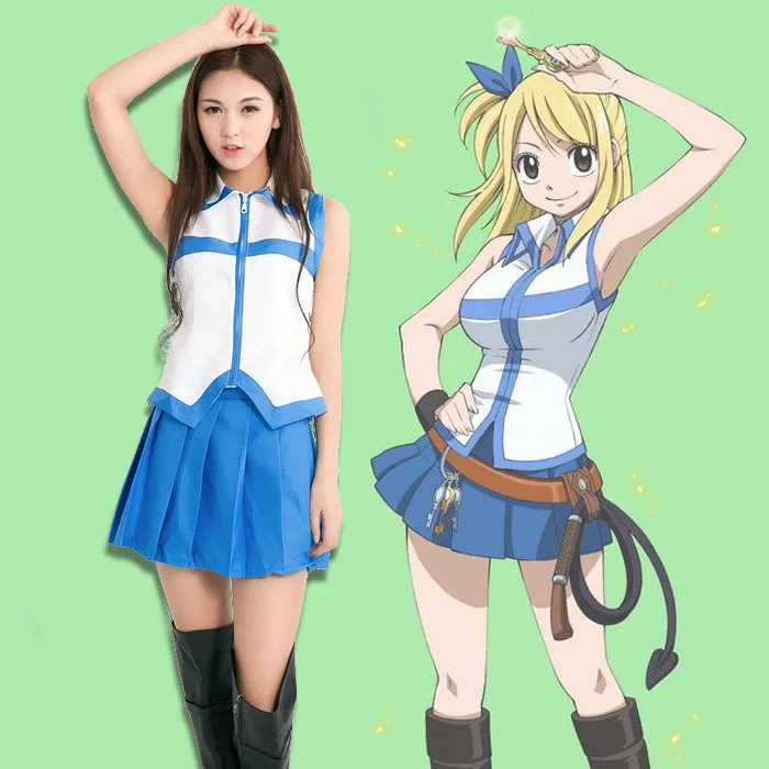 

Fairy Tail Lucy Heartfilia Cosplay Costume lolita uniform set tops+skirt