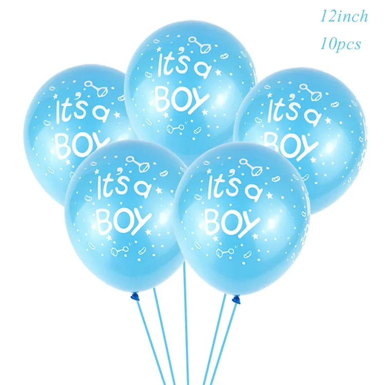 10pcs blue balloon LAPHIL Baby Shower баннер его мальчик девочка поставка шаров для праздников украшения для младенцев пол показать крещение Синий Розовый баллоны - Цвет: 10pcs blue balloon