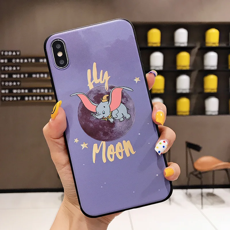 Ретро чехлы для телефонов со слоном iphone XS Max X XR милые животные dumbo матовый мягкий