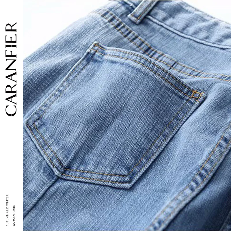 CARANFIER новые джинсы женские с высокой талией свободные Джинсы бойфренда для