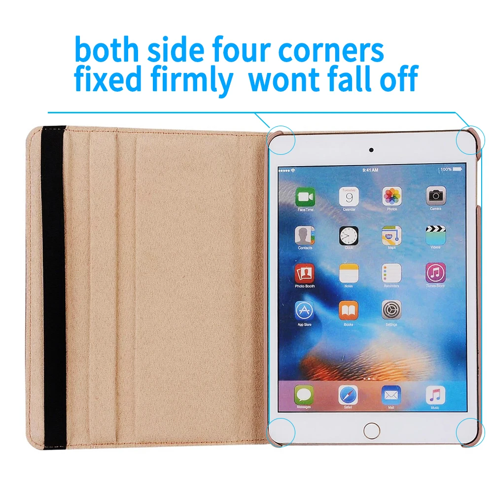 Кожаный смарт-чехол для Apple iPad Air 2 1 5 6 mini 3 9 7 2017 2018 5-е 6-е поколение вращение на 360