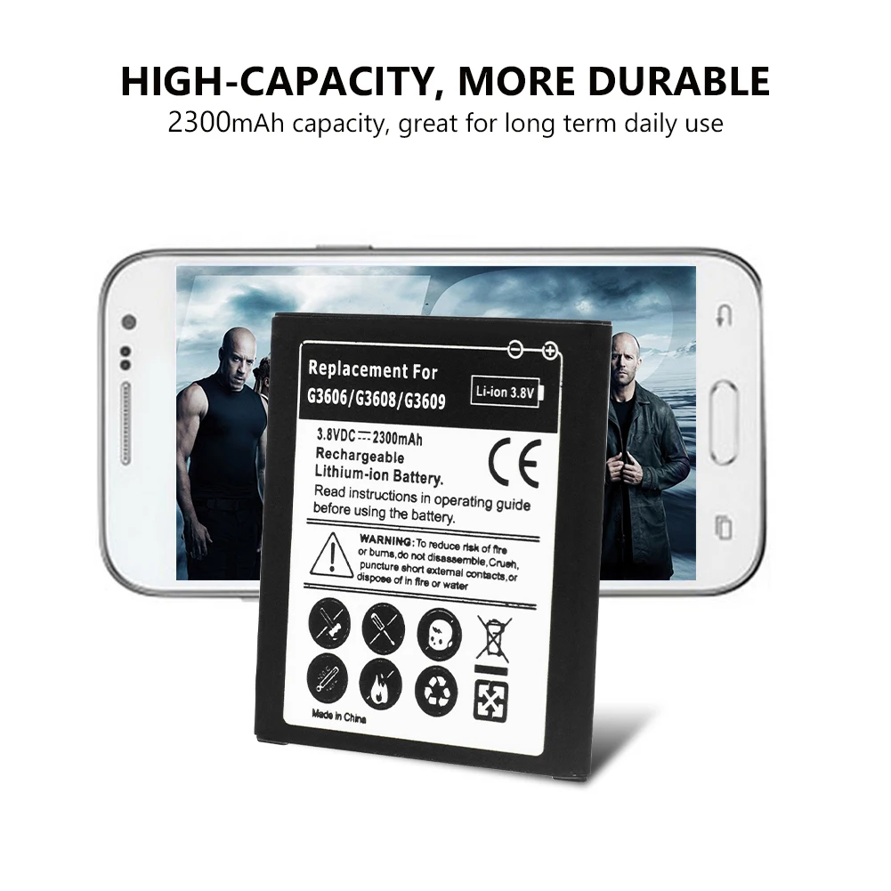 Литий ионный аккумулятор для Samsung Galaxy Core Prime G3606/G3608/G3608/G3609 3 8 В 2300 мА · ч сменный с