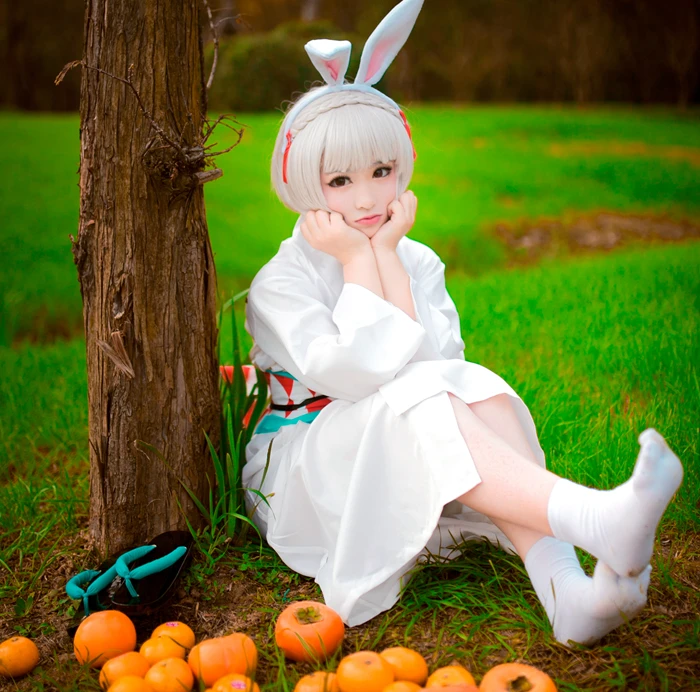 

Free shipping game Anime Onmyoji cosplay shikigami Mountain rabbit cos Kimono bathrobe cute cosplay costume