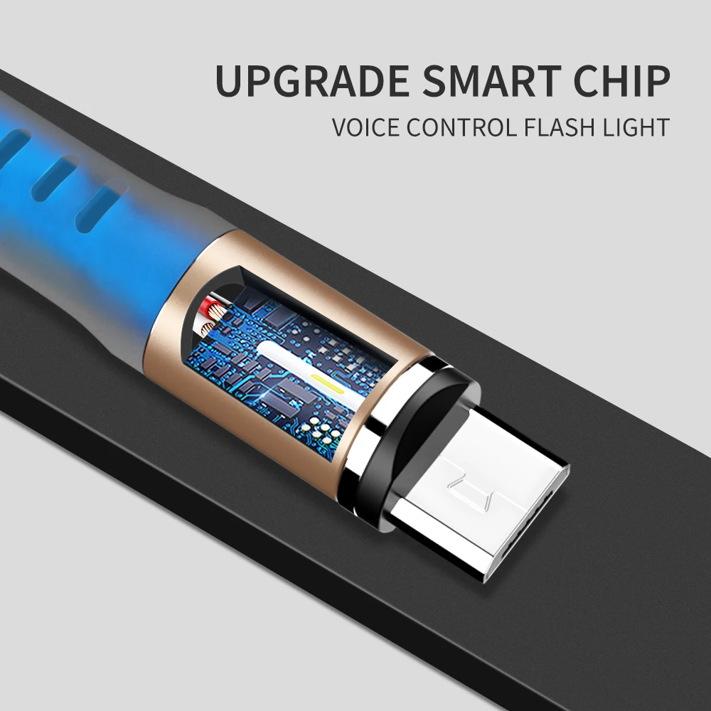KISSCASE 1 м USB Магнитный зарядный кабель для Xiaomi Huawei Micro Type C Samsung LED Голосовое