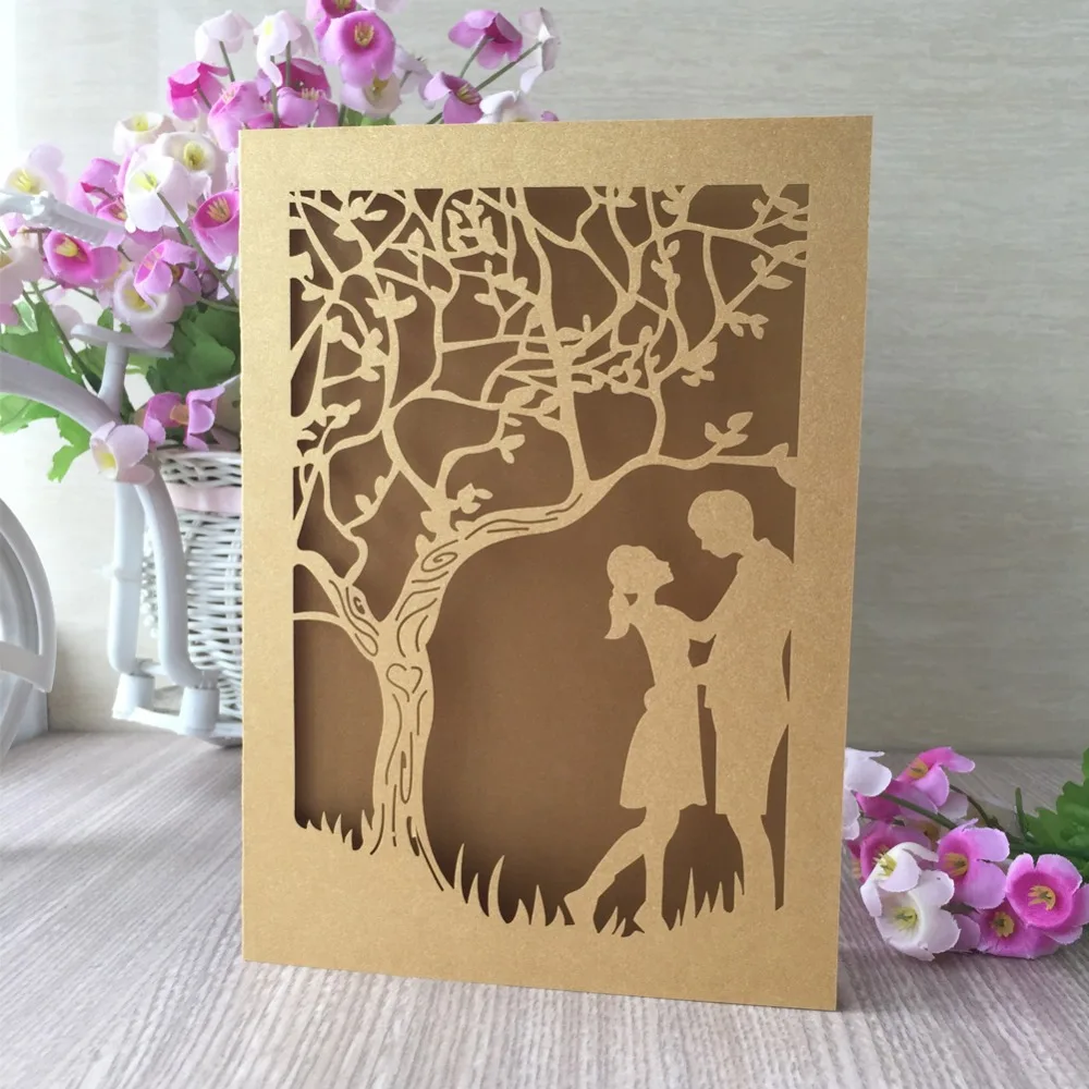 20 шт./лот пригласительная открытка на свадьбу с надписью Love Tree или вечеринку день