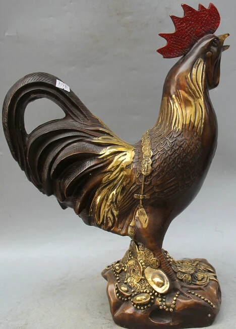 18 &quotКитайский Фэншуй Бронзовая Золотая сумка для денег петух богатый Зодиак Год