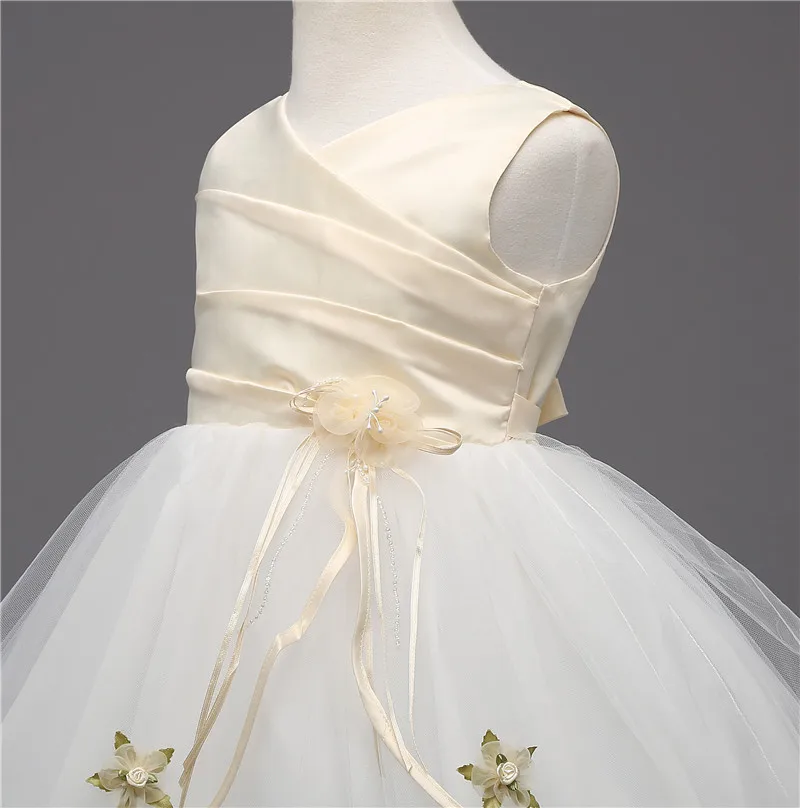 Роза Цветок Девочки Платья Для Свадьбы Pageant Пром Крещение Партия Невесты Платье