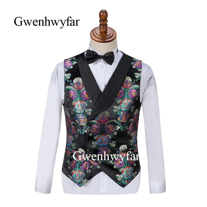 Роскошные мужские Цветочные костюмы Gwenhwyfar 2019 черный облегающий женский