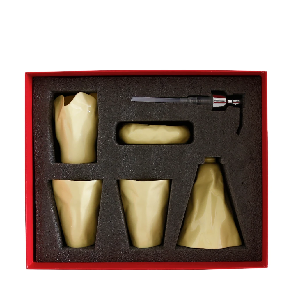 Набор из 5 предметов керамики для ванной комнаты с абстрактным изображением